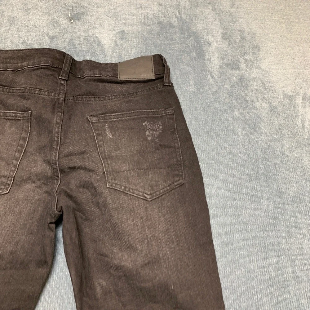 Aeropostale Skinny Taper Jeans Mens 28x32 Black Denim Distressed Dark Wash